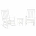 Polywood Estate White 3-Piece Rocking Chair Set with Round Side Table 633PWS4711WH